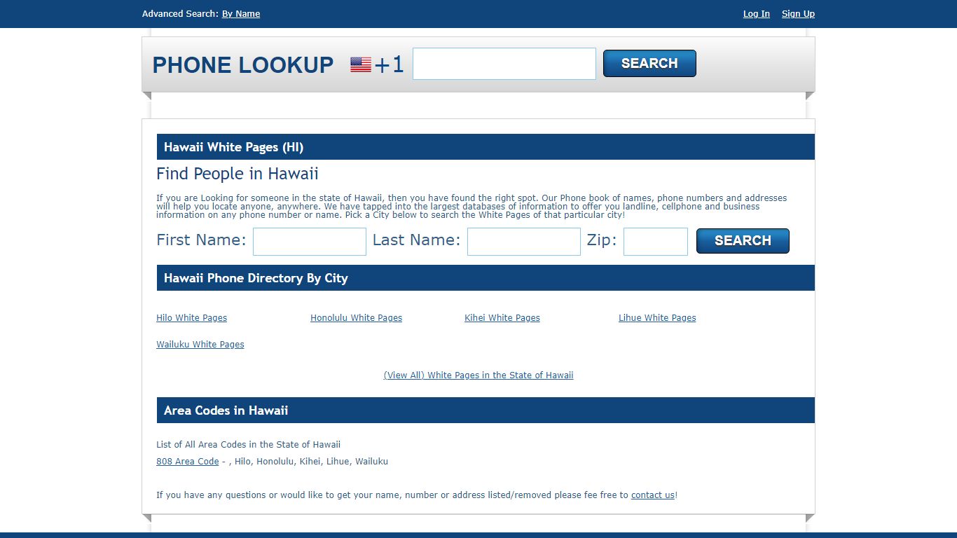 Hawaii White Pages - HI Phone Directory Lookup